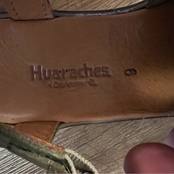 Bearpaw Huaraches Sandals Women 6 Leah Green Leather Straps Slingback Comfort - Picture 6 of 7